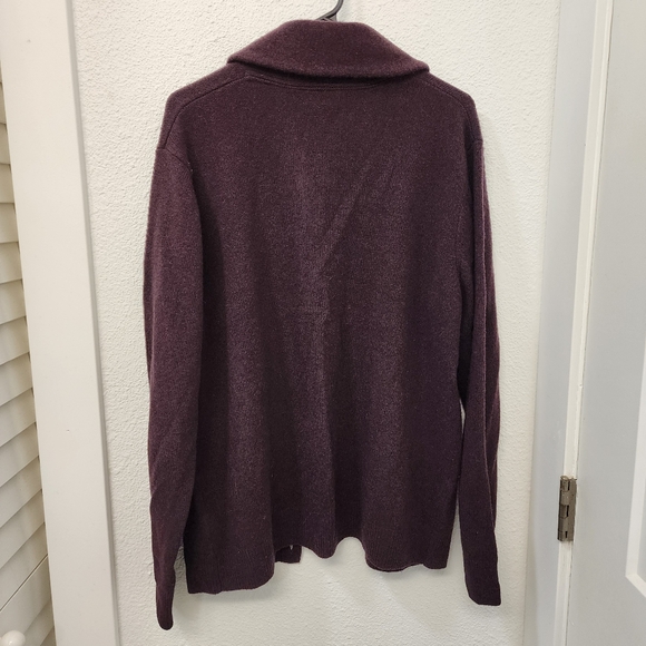 Men's Goodthreads Lambswool Burgundy Cardigan Shawl with Pockets - Picture 3 of 8